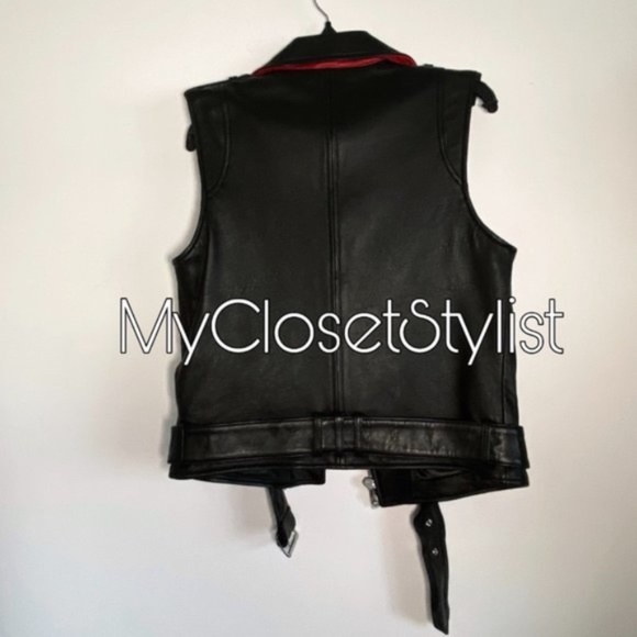 Sam Edelman Leather MOTO Jacket BELTED! NWT S vest - Picture 6 of 9
